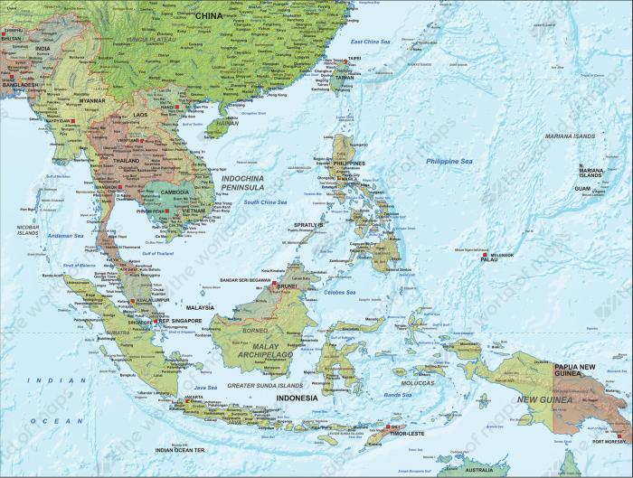 South asia map quiz physical