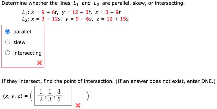 Determine whether the lines l1 and l2 are parallel