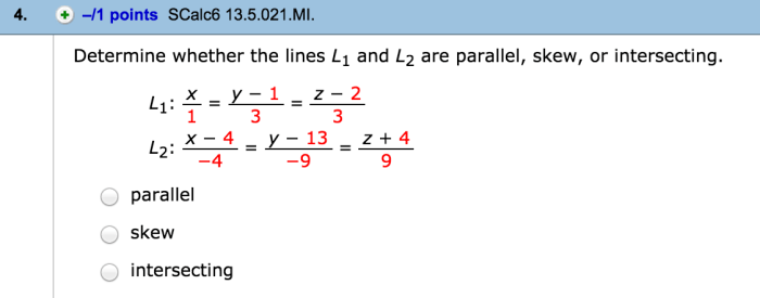 Determine whether the lines l1 and l2 are parallel