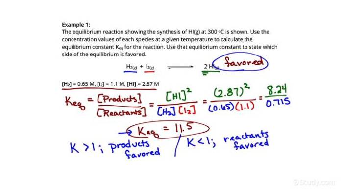 Calculate the value of keq from the following equilibrium concentrations